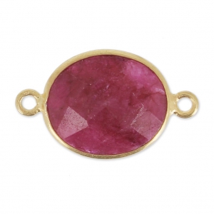 Intercalaire  pierre facettée 11x13 mm Argent 925 Plaqué Or / Imitation Rubis