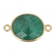 Intercalaire pierre facettée 11x13mm serti Argent 925 Plaqué Or Imitation Emeraude|raw }}