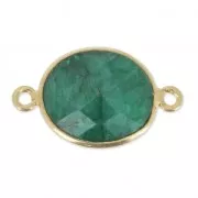Intercalaire pierre facettée 11x13mm serti Argent 925 Plaqué Or Imitation Emeraude