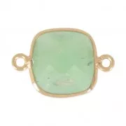 Intercalaire 2 anneaux pierre facettée 11 mm serti Argent 925 Plaqué Or / Chrysoprase x1