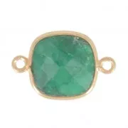 Intercalaire pierre facettée 11 mm serti Argent 925 Plaqué Or / Imitation Emeraude