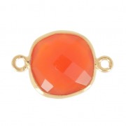 Intercalaire  pierre facettée 11 mm Argent 925 Plaqué Or Imitation Cornaline x1|raw }}