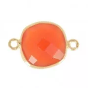 Intercalaire pierre facettée 11 mm Argent 925 Plaqué Or Imitation Cornaline x1