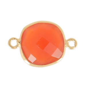 Intercalaire pierre facettée 11 mm Argent 925 Plaqué Or Imitation Cornaline x1