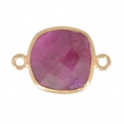 Intercalaire pierre facettée 11 mm serti Argent 925 Plaqué Or / Imitation Rubis|raw }}