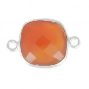 Intercalaire 2 anneaux pierre facettée 11mm Argent 925 - Cornaline x1