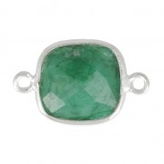 Intercalaire pierre facettée 11 mm serti Argent 925 / Imlitation Emeraude|raw }}