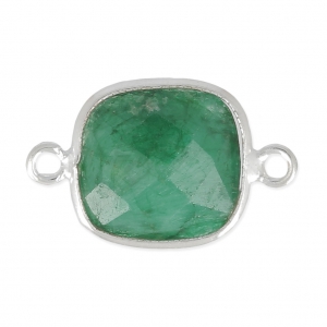 Intercalaire pierre facettée 11 mm serti Argent 925 / Imlitation Emeraude