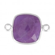 Intercalaire 2 anneaux pierre facettée 11 mm serti Argent 925 / Améthyste x1|raw }}