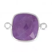 Intercalaire 2 anneaux pierre facettée 11 mm serti Argent 925 / Améthyste x1