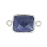 Intercalaire 2 anneaux pierre facettée 10x8 mm serti Argent 925 / Lapiz Lazuli x1