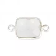 Intercalaire 2 anneaux pierre facettée 10x8 mm serti Argent 925 / Quartz Rose x1