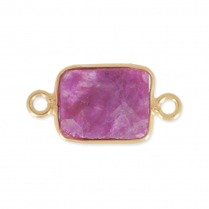 Intercalaire pierre facettée 10x8 mm Argent 925 Plaqué Or / Imitation Rubis