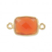 Intercalaire pierre facettée 10x8 mm Argent 925 Plaqué Or Imitation Cornaline x1