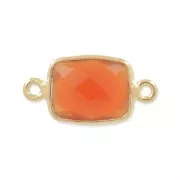 Intercalaire pierre facettée 10x8 mm Argent 925 Plaqué Or Imitation Cornaline x1