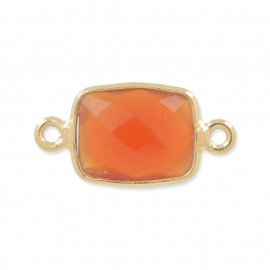 Intercalaire pierre facettée 10x8 mm Argent 925 Plaqué Or Imitation Cornaline x1