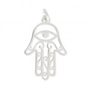 Pendentif main de Fatma avec oeil porte bonheur 14 x 22mm en Argent 925 x1