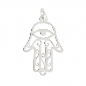 Pendentif main de Fatma avec oeil porte bonheur 14 x 22mm en Argent 925 x1