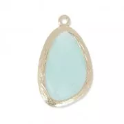 Pendentif verre facetté 22 mm doré/Chrysoprase x1