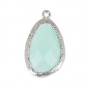 Pendentif verre facetté 22 mm argenté/Chrysoprase x1|raw }}