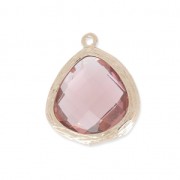 Pendentif verre facetté 17 mm doré/Amethyst x1