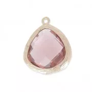 Pendentif verre facetté 17 mm doré/Amethyst x1