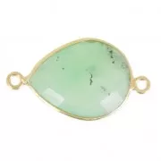 Intercalaire 2 anneaux pierre facettée 13x17mm serti Argent 925 Plaqué Or/Chrysoprase x1