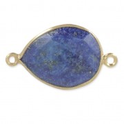 Intercalaire 2 anneaux pierre facettée 13x17mm serti Argent 925 Plaqué Or/Lapis x1