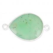 Intercalaire 2 anneaux pierre facettée 13 x 17mm serti Argent 925 / Chrysoprase x1
