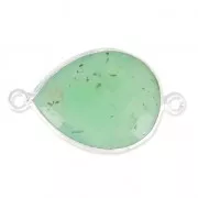 Intercalaire 2 anneaux pierre facettée 13 x 17mm serti Argent 925 / Chrysoprase x1