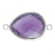 Intercalaire 2 anneaux pierre facettée 13 x 17mm serti Argent 925 / Améthyste x1|raw }}