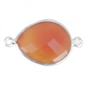 Intercalaire pierre facettée 13 x 17 mm serti Argent 925 Imitation Cornaline x1|raw }}