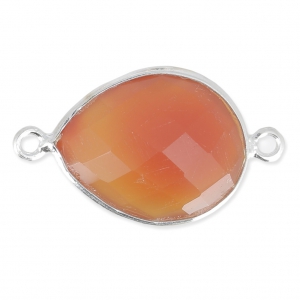 Intercalaire pierre facettée 13 x 17 mm serti Argent 925 Imitation Cornaline x1