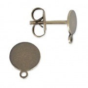 Clous d'oreilles disque 6 mm pour la création de bijoux fantaise bronze x2