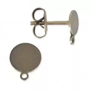 Clous d'oreilles disque 6 mm pour la création de bijoux fantaise bronze x2