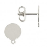 Clous d'oreilles disque 8 mm Placage argent fin x2