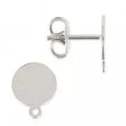 Clous d'oreilles disque 8 mm Placage argent fin x2