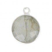Pendentif pierre ronde facettée 12 mm serti Argent 925 / Labradorite x1|raw }}