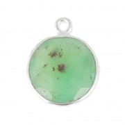 Pendentif pierre ronde facettée 12 mm serti Argent 925 / Chrysoprase x1|raw }}