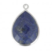 Pendentif goutte pierre facettée 13x17 mm serti Argent 925 / Lapis x1|raw }}