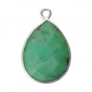 Pendentif goutte pierre facettée 13x17 mm serti Argent 925 / Chrysoprase x1