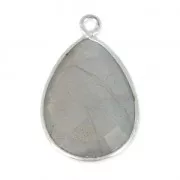 Pendentif goutte pierre facettée 13x17 mm serti Argent 925 / Labradorite x1