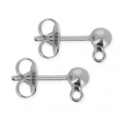 Clous d'oreilles boule 4 mm argenté vieilli x2|raw }}