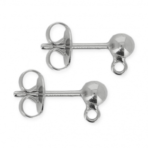 Clous d'oreilles boule 4 mm argenté vieilli x2