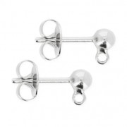 Clous d'oreilles boule 4 mm Placage argent fin x2|raw }}