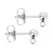 Clous d'oreilles boule 4 mm Placage argent fin x2