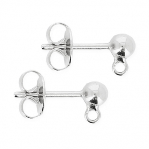 Clous d'oreilles boule 4 mm Placage argent fin x2