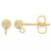 Clous d'oreilles boule 4 mm - Doré à l'or fin x2
