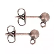 Clous d'oreilles boule 4 mm cuivré vieilli x2