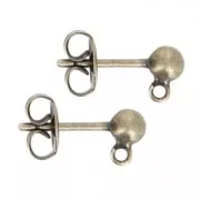 Clous d'oreilles boule 4 mm bronze vieilli x2